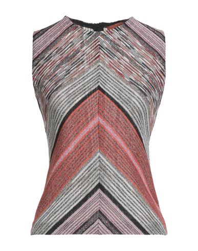Missoni Woman Top Rust Size 8 Viscose, Metallic Fiber