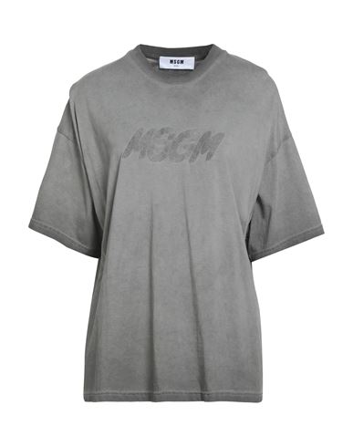 Msgm Woman T-shirt Grey Size M Cotton