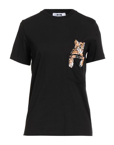 Msgm Woman T-shirt Black Size L Cotton