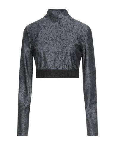 Just Cavalli Woman T-shirt Charcoal Size 12 Polyester, Elastane In Blue