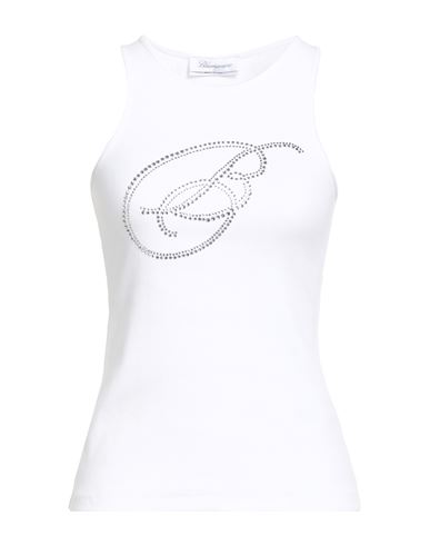 Blumarine Woman Tank Top White Size 10 Cotton, Elastane