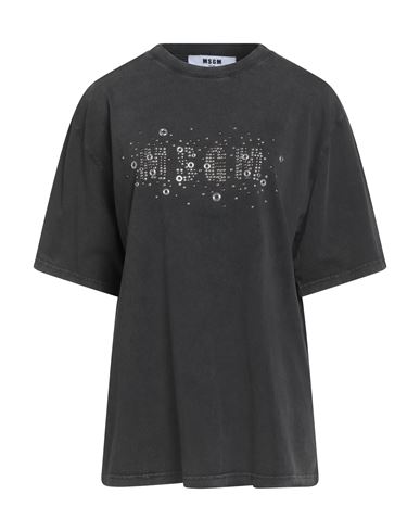 Msgm Woman T-shirt Charcoal Size L Cotton In Gray