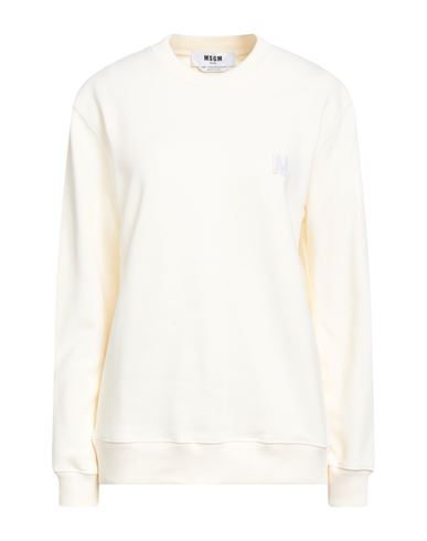 Msgm Woman Sweatshirt Cream Size M Cotton