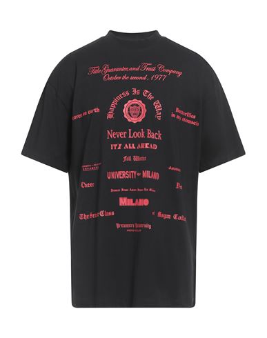 Msgm Man T-shirt Black Size L Cotton In Black