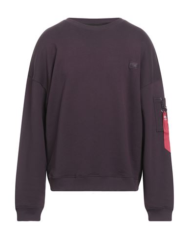 Alpha Industries Man Sweatshirt Plum Size Xxl Cotton, Polyester In Purple