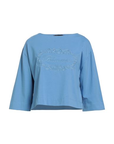 Blumarine Woman T-shirt Light Blue Size 10 Cotton, Elastane