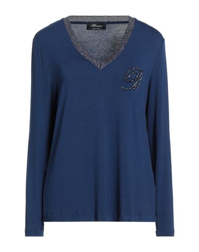 Blumarine Woman T-shirt Navy Size 12 Viscose, Elastane