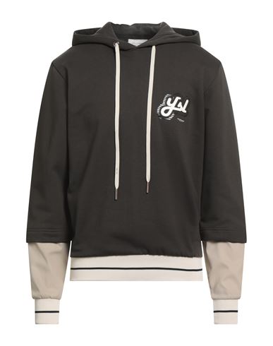 Yes London Man Sweatshirt Dark Brown Size S Cotton, Elastane In Black