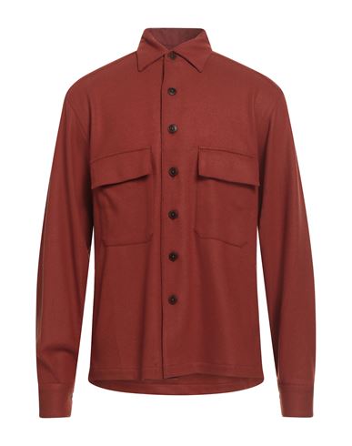 Costumein Man Shirt Rust Size 38 Virgin Wool, Polyamide In Red