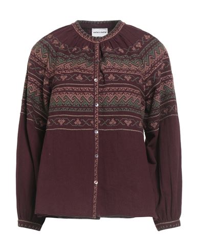 Antik Batik Woman Shirt Burgundy Size 8 Cotton