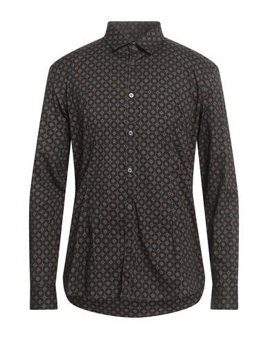 Daniele Alessandrini Homme Man Shirt Black Size 15 ¾ Cotton, Elastane In Brown
