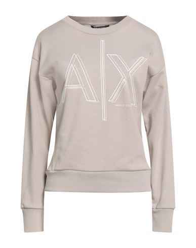 Armani Exchange Woman Sweatshirt Beige Size M Cotton, Polyester, Elastane In Sand