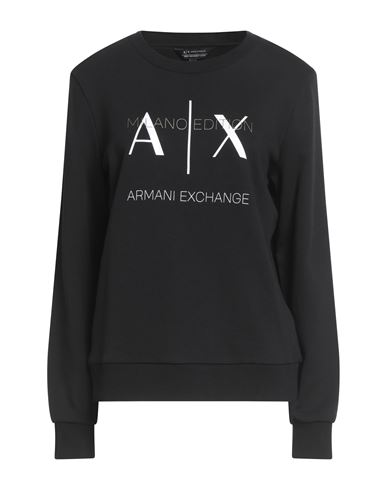 Armani Exchange Woman Sweatshirt Black Size L Cotton, Elastane In Black