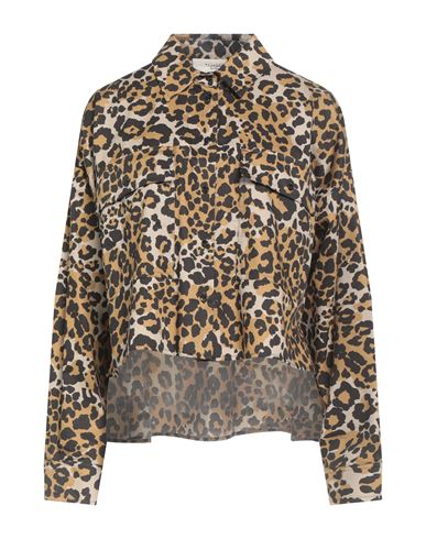 Weekend Max Mara Woman Shirt Beige Size 10 Cotton In Animal Print