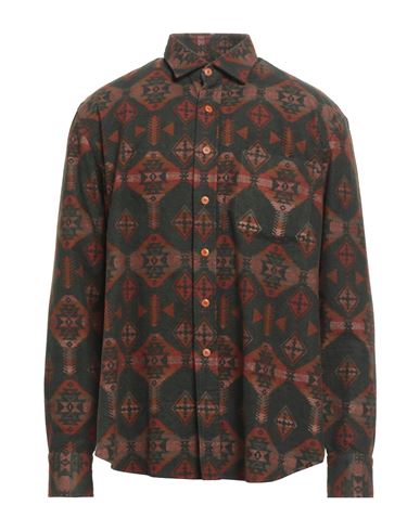 Salvatore Piccolo Man Shirt Dark Green Size M Cotton In Brown