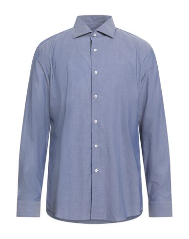 Carlo Pignatelli Man Shirt Navy Size 17 ½ Cotton In Blue