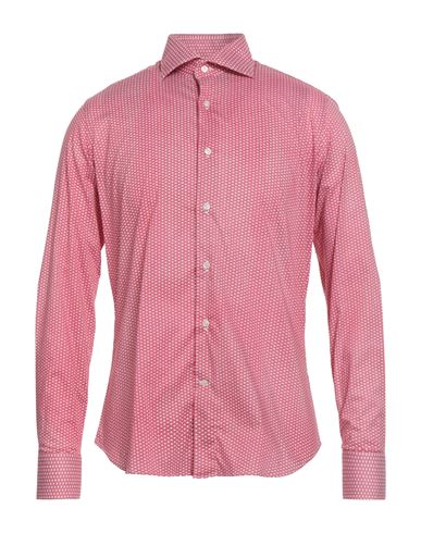 Carlo Pignatelli Man Shirt Red Size 15 ¾ Cotton, Elastane In Pink