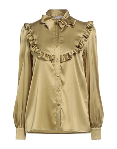 Lardini Woman Shirt Mustard Size 10 Silk, Elastane In Gold