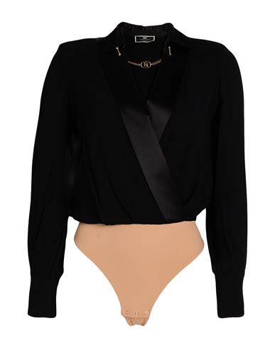Elisabetta Franchi Woman Bodysuit Black Size 4 Viscose, Polyamide, Elastane, Silk In Black