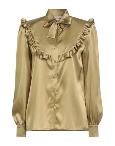 Lardini Woman Shirt Mustard Size 10 Silk, Elastane In Gold