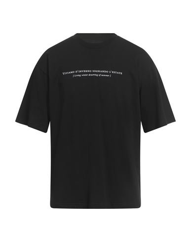 The Silted Company Man T-shirt Black Size L Cotton, Elastane In Black