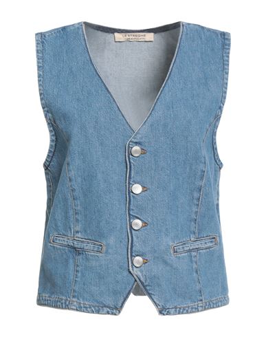 Le Streghe Woman Tailored Vest Blue Size M Cotton