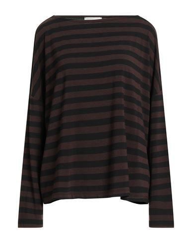 Souvenir Woman T-shirt Dark Brown Size M Modal, Polyester, Viscose, Wool, Elastane In Brown