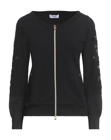 Vdp Via Delle Perle Collection Woman Sweatshirt Black Size 6 Viscose, Elastane