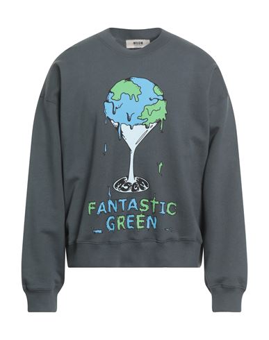 Msgm Fantastic Green Man Sweatshirt Dark Green Size Xxl Organic Cotton In Gray