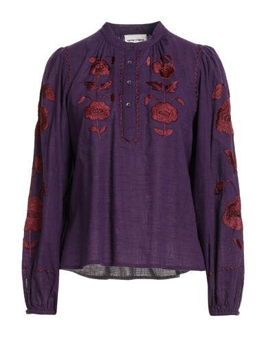 Antik Batik Woman Top Dark Purple Size 8 Cotton In Purple