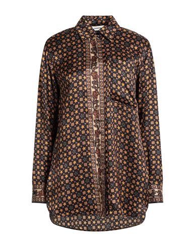 Sandro Woman Shirt Black Size 3 Viscose In Brown