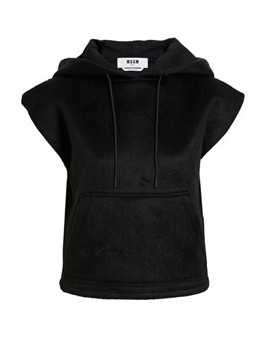Msgm Woman Sweatshirt Black Size Xl Acrylic, Viscose, Polyester In Animal Print