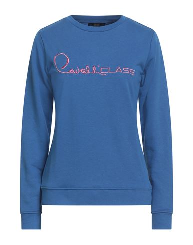 Cavalli Class Woman Sweatshirt Slate Blue Size Xl Cotton, Polyester