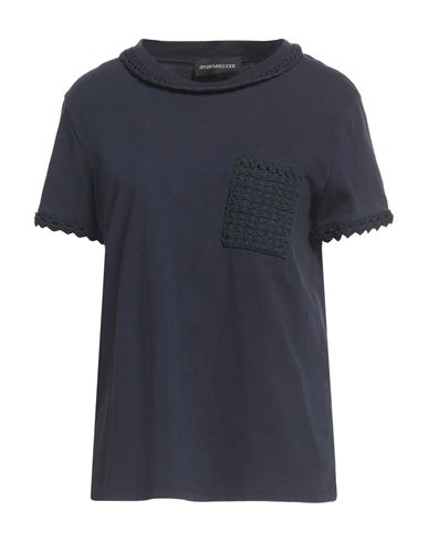 Sportmax Code Woman T-shirt Navy Size L Cotton, Polyamide