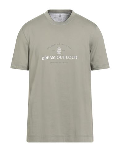 Brunello Cucinelli Man T-shirt Sage Green Size 44 Cotton