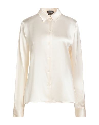 Tom Ford Woman Shirt Cream Size 10 Silk, Elastane