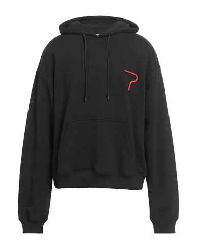 Msgm Black Hoodie With Detail On The Front In Cotton Man In Black