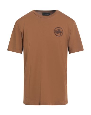 Dsquared2 Man T-shirt Khaki Size L Cotton, Polyester In Brown