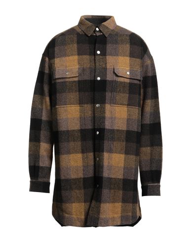 Rick Owens Man Shirt Mustard Size 38 Virgin Wool In Yellow