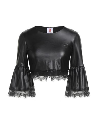 Kontatto Woman Top Black Size 8 Polyester, Elastane, Polyurethane In Black