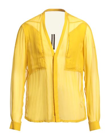 Rick Owens Man Shirt Yellow Size 38 Silk In Yellow