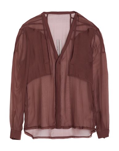 Rick Owens Man Shirt Brown Size 38 Silk In Brown
