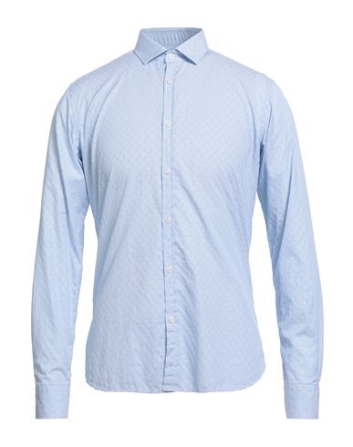 Aglini Man Shirt Sky Blue Size 17 ½ Cotton In Blue