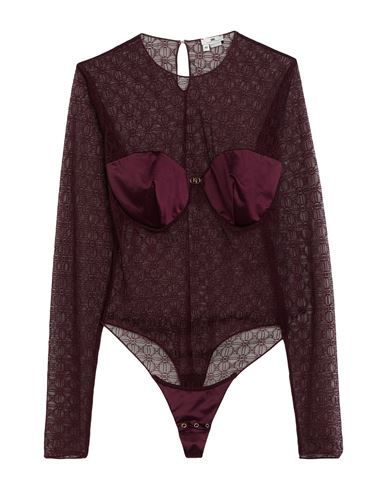 Elisabetta Franchi Woman Bodysuit Plum Size 6 Polyamide, Elastane