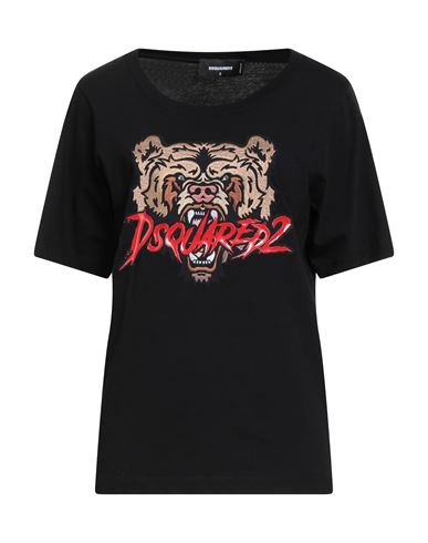 Dsquared2 Woman T-shirt Black Size L Cotton In Black