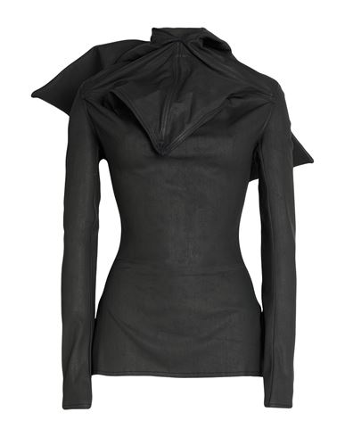 Rick Owens Woman Top Black Size 2 Cotton, Elastomultiester, Rubber In Black