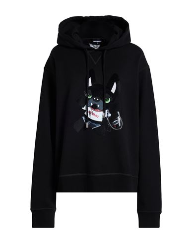 Dsquared2 Woman Sweatshirt Black Size L Cotton, Elastane In Black