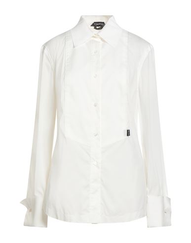 Tom Ford Woman Shirt White Size 8 Cotton, Polyamide, Elastane