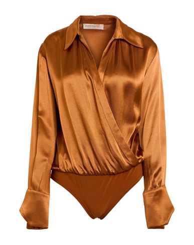 Rinascimento Woman Bodysuit Mandarin Size M Viscose, Polyester, Elastane In Orange