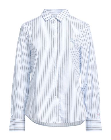 Tommy Hilfiger Woman Shirt Light Blue Size 6 Cotton